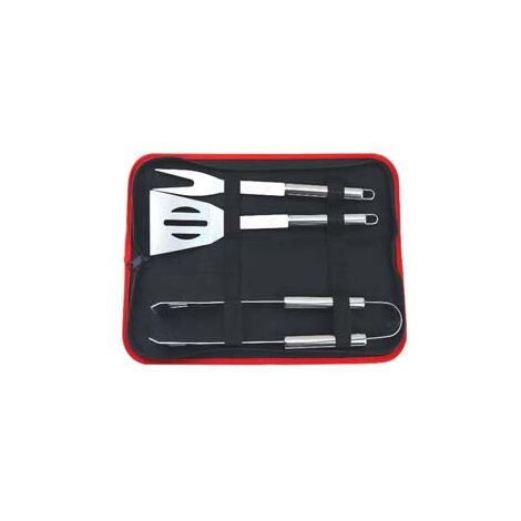ATTREZZI ACCIAIO INOX PER BARBECUE IN SET DA 4 PEZZI    LAPILLO