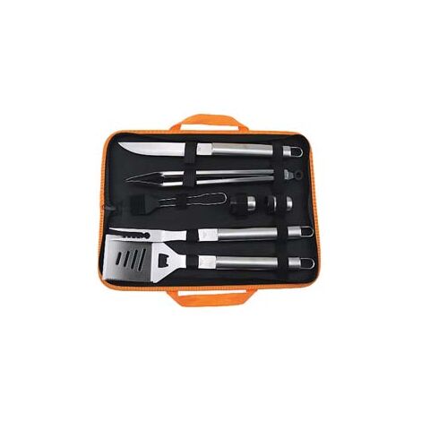 ATTREZZI ACCIAIO INOX PER BARBECUE IN SET DA 8 PEZZI    LAPILLO