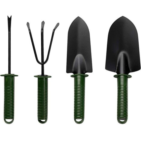 Attrezzi da giardinaggio, set di 4 mini attrezzi da giardino: pala, rastrello e set di pale in legno, set regalo di piccoli rastrelli e pale, per piante in vaso, giardini interni ed esterni