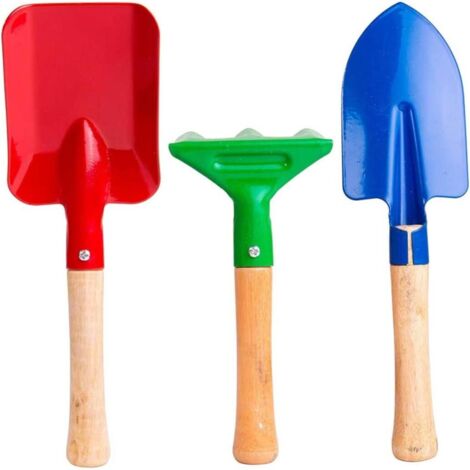Attrezzi da giardino per bambini, giocattoli, set da giardinaggio, vanga, rastrello per foglie, mini attrezzi da esterno per bambini, 3 pezzi, palette da giardinaggio