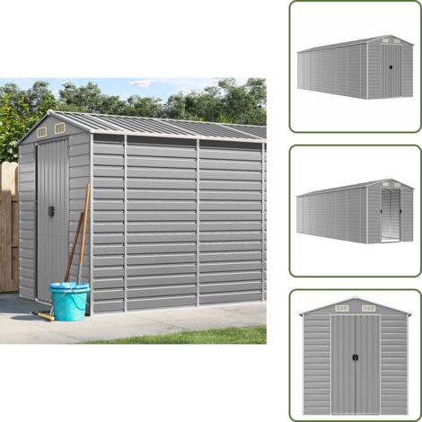 Attrezzi da giardino - vidaXL Casetta da giardino grigio chiaro 191x640x198 cm in acciaio zincato - Legna da ardere