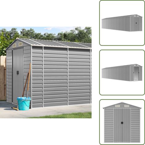 Attrezzi da giardino - vidaXL Casetta da giardino grigio chiaro 191x980x198 cm in acciaio zincato - Legna da ardere