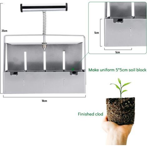 Attrezzo manuale per il bloccaggio del terreno per blocchi di terreno da 5,1 cm, microbloccante manuale per terreno, set di attrezzi per il bloccaggio del terreno per semi, pressa per tappi di semina