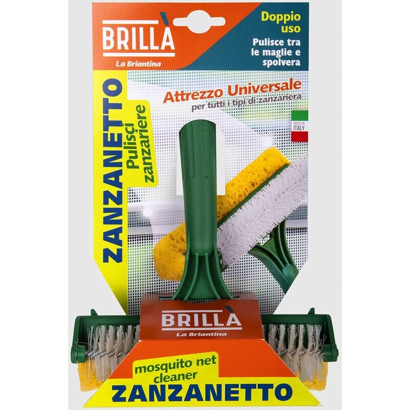 Image of La Briantina - Spazzola Pulisci Zanzariera con Spugna, Doppio Uso Pulisce e Spolvera, Larghezza 16 cm