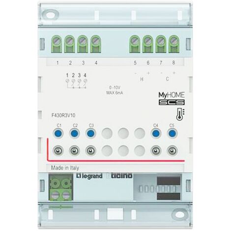 Attuatore Bticino con 3 relè indipendenti e 2 uscite 0-10 Volt F430R3V10