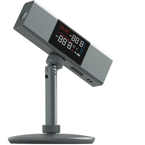 AtuMan DUKA LI1 Digitaler Winkelmesser, Laser-Winkelmesser, wiederaufladbares Nivellier- und Neigungsmessgerät, 360°-Neigungsmesser, Guss/Dual-LED-Bildschirm/bilaterale Laserlinie - Graue Version 2 mit Halterung