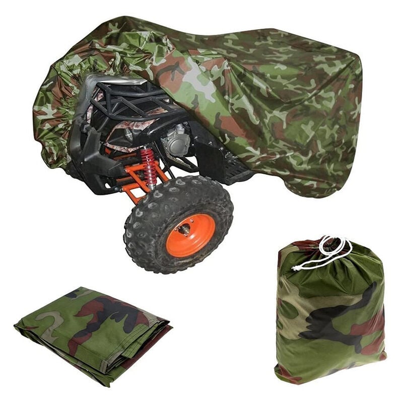 Atv Housse Extérieure pour Quad Bache de Protection Camping vtt Moto Etanche Anti -uv Imperméable 210D Camouflage 256110120CM