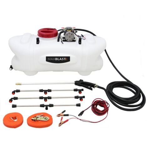 MAXBLAST ATV Sprüher 100L für Quad Düngestreuer Streuer Sprühgerät Streugerät Sprühsystem 12V Flüssig Material Dünger 6 Aufsätze