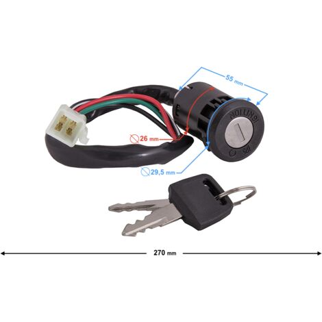 ATV-Zündschalter, verschiedene Stecker, 4 Drähte, 300 mm lang