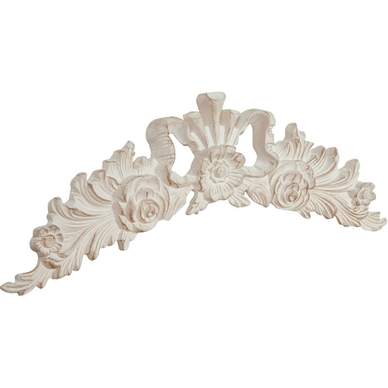 Au-dessus de la porte Décoration frise en bois Etagère Décoration murale en bois finition blanc antique 73x4x26 cm Made in Italy