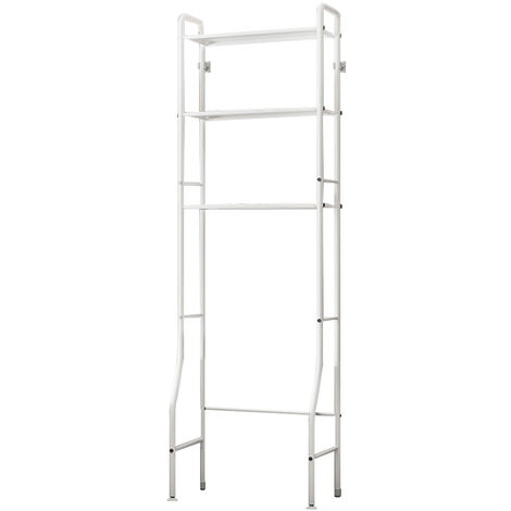 Au-dessus des toilettes Rangement à 3 niveaux sur les toilettes Organisateur de salle de bain sur le support de machine à laver Étagère de salle de bain Blanc