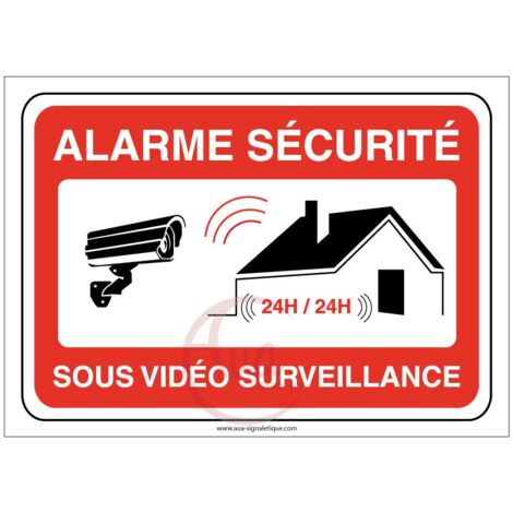 Aua Signaletique - Panneau Alarme Sécurité sous Vidéo Surveillance 24H/24 Propriété Privée - 150X105 Mm, Pvc 1. 5 Mm