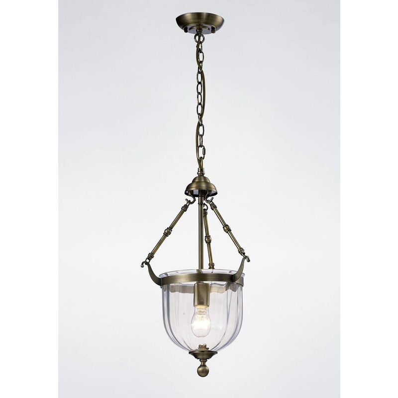 09diyas - Aubrey pendant lamp 1 Bulb antique brass / glass