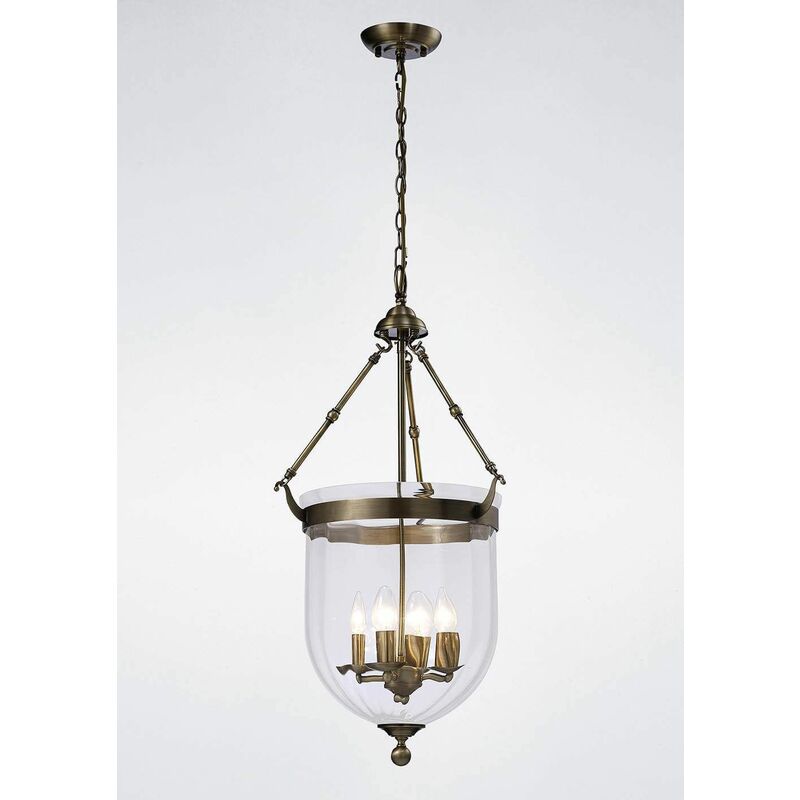 09diyas - Aubrey pendant lamp 4 Bulbs antique brass / glass