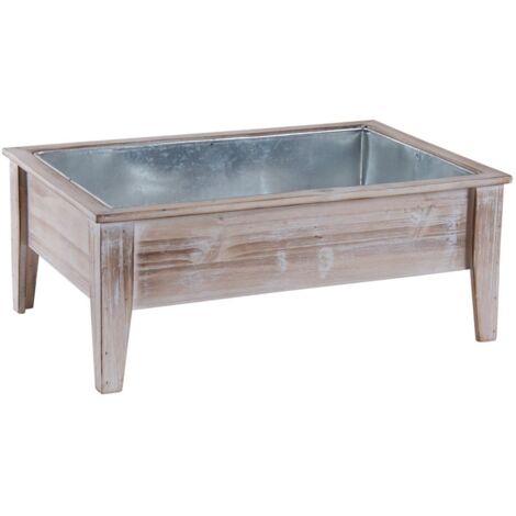 Aubry Gaspard – Mini carré potager surélevé en bois brûlé – Fond en métal galvanisé – Dimensions 40 x 27 x 16 cm – Poids léger 1 kg