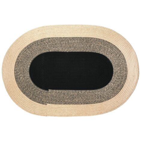 Aubry Gaspard – Tapis ovale en jute teinté noir – Dimensions 90x60 cm – Design élégant et durable – Apporte une touche naturelle à votre intérieur