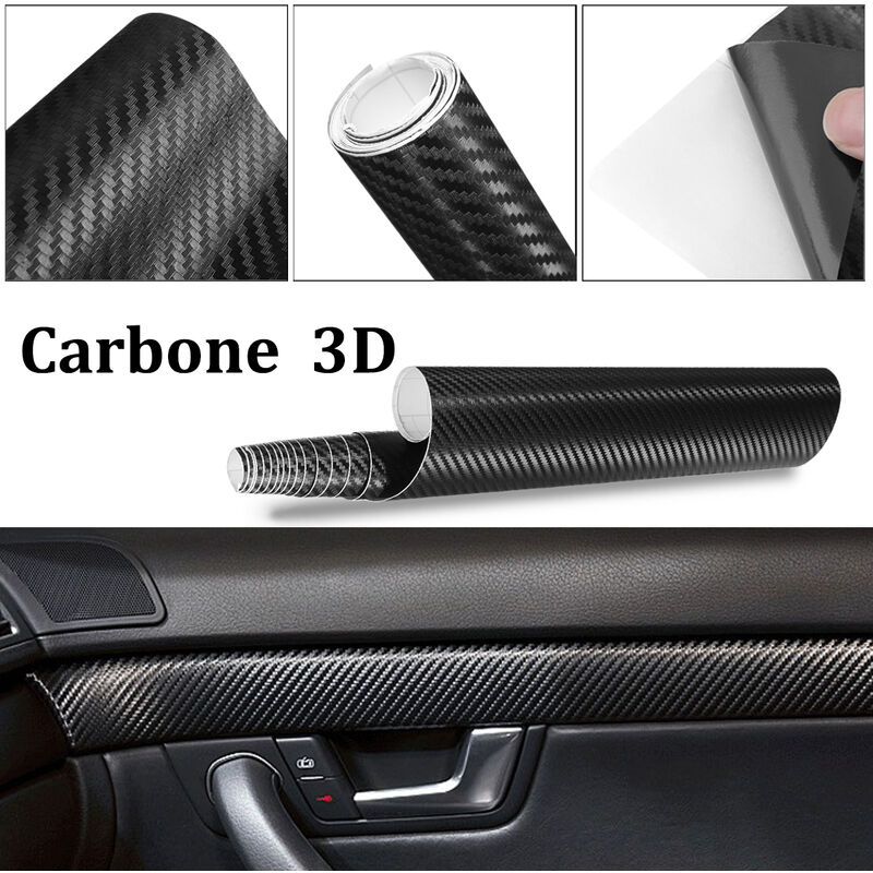 Image of Auto Foglio di Carbonio Adesivo 3D fai da te Pellicola Vinyle 12''x60 '' Auto Flessibile In Fibra di Carbonio Nero
