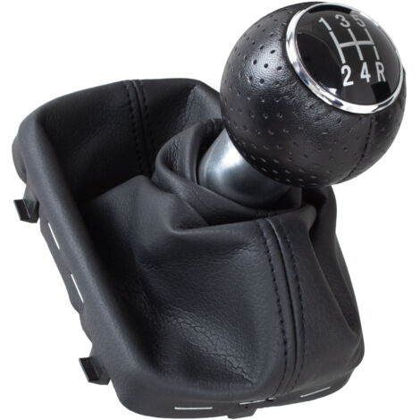 Audi A3 I 8L 96-03 Pomello del cambio NERO + CUFFIE NERE + ANELLO CROMATO 5 MARCE RETROMARCIA INFERIORE