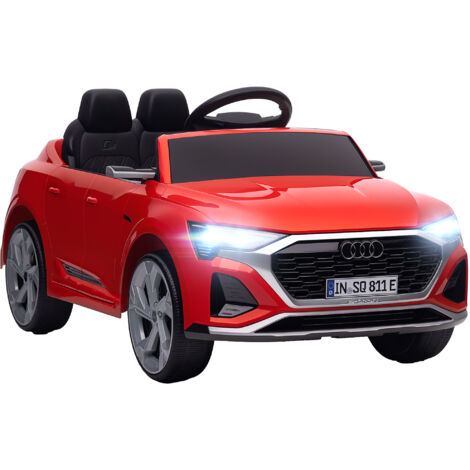 Audi Q8 e-tron sportback rouge, 12V, télécommande, phares, klaxon, musique, batterie.
