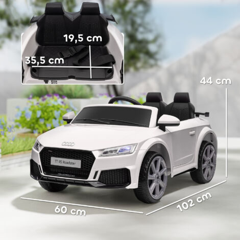 Audi TT RS Elektro-Kinderauto mit Fernbedienung, LED-Beleuchtung und USB-Ladefunktion, Farbe: Weiß, Geschwindigkeit: 3 km/h