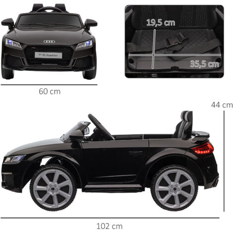 Audi TT RS Elektro-Kinderauto mit Fernbedienung, LED-Beleuchtung, USB-Ladefunktion, 3 km/h Höchstgeschwindigkeit, Farbe: Schwarz