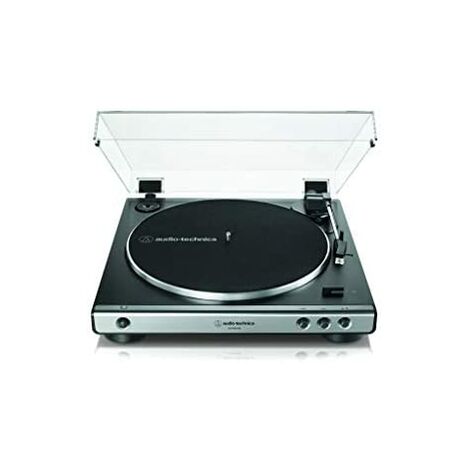 Audio-Technica AT-LP60XUSB- Automatischer Stereo-Plattenspieler mit Riemenantrieb (analog und usb), Schwarz (Gunmetal)