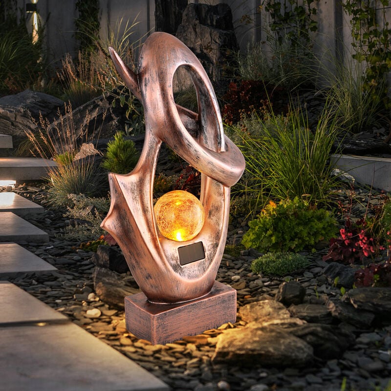 Globo - Lampe d'extérieur lampe solaire jardin patio bronze, effet flamme led verre craquelé résistant aux intempéries, 1x led 3000K, LxlxH