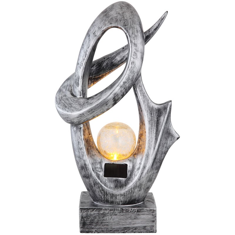 Globo - Lampe d'extérieur lumière solaire jardin patio, led décoration effet de feu boule de verre craquelé, 1x led 3000K blanc chaud, LxlxH