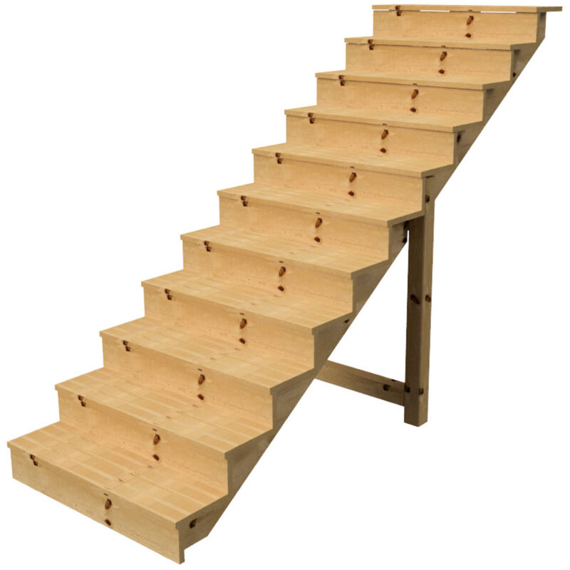 Vinuovo - Außentreppe Holz Höhe 190cm 11 Stufen, Breite 100cm, Mit Setzstufen