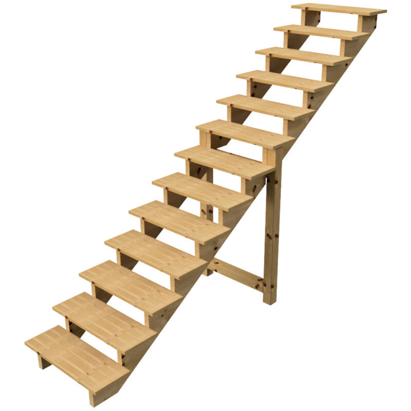 Vinuovo - Holztreppe Höhe 224cm 13 Stufen, Breite 80cm, Ohne Setzstufen