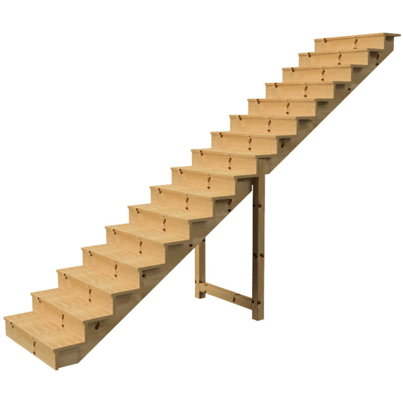 Vinuovo - Außentreppe Holz Höhe 275cm 16 Stufen, Breite 100cm, Mit Setzstufen