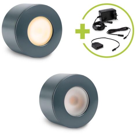 Aufbau/Einbaustrahler Mini Bergamo 3W 2700K IP44 - Farbe: anthrazit RAL 7016 - Anzahl: 2x