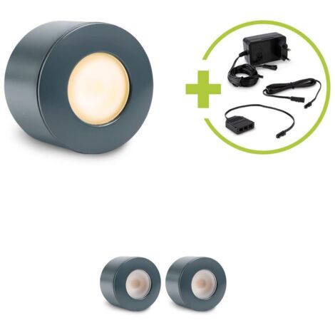 Aufbau/Einbaustrahler Mini Bergamo 3W 2700K IP44 - Farbe: anthrazit RAL 7016 - Anzahl: 3x