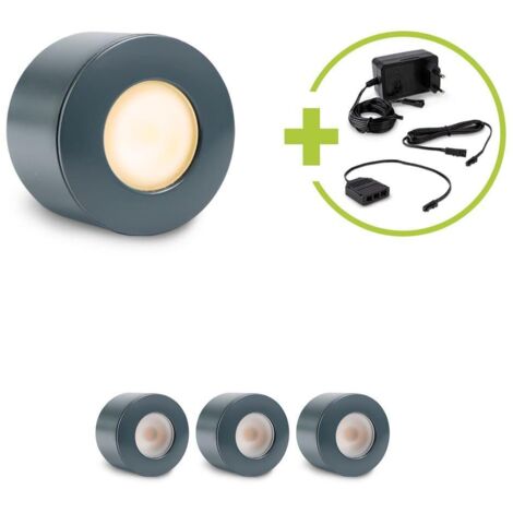 Aufbau/Einbaustrahler Mini Bergamo 3W 2700K IP44 - Farbe: anthrazit RAL 7016 - Anzahl: 4x