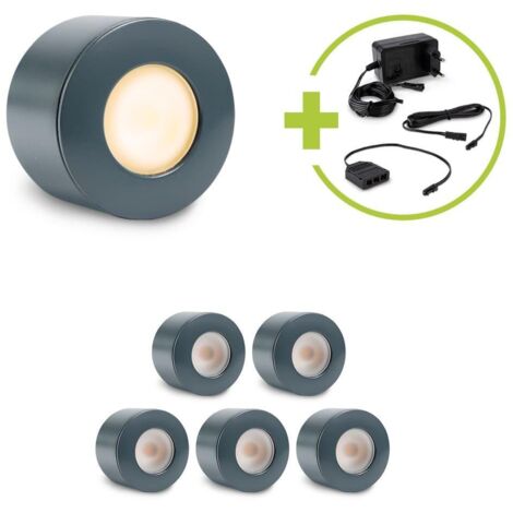 Aufbau/Einbaustrahler Mini Bergamo 3W 2700K IP44 - Farbe: anthrazit RAL 7016 - Anzahl: 6x