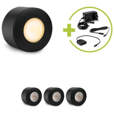 Aufbau/Einbaustrahler Mini Bergamo 3W 2700K IP44 - Farbe: schwarz matt - Anzahl: 4x