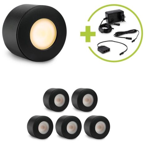 Aufbau/Einbaustrahler Mini Bergamo 3W 2700K IP44 - Farbe: schwarz matt - Anzahl: 6x