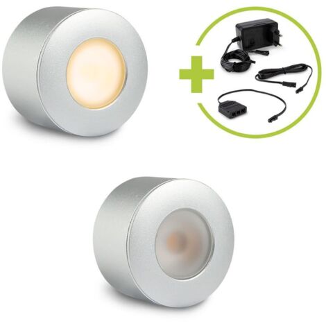 Aufbau/Einbaustrahler Mini Bergamo 3W 2700K IP44 - Farbe: silber - Anzahl: 2x