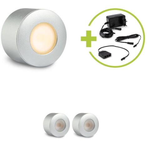 Aufbau/Einbaustrahler Mini Bergamo 3W 2700K IP44 - Farbe: silber - Anzahl: 3x