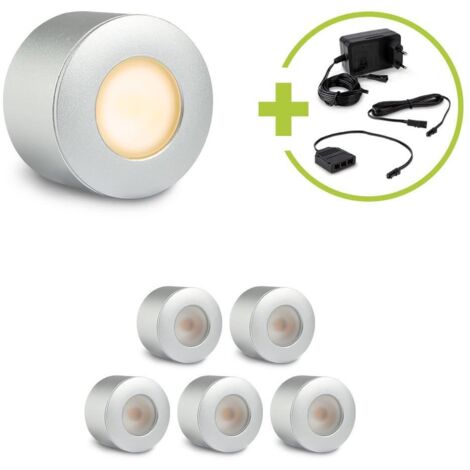 Aufbau/Einbaustrahler Mini Bergamo 3W 2700K IP44 - Farbe: silber - Anzahl: 6x