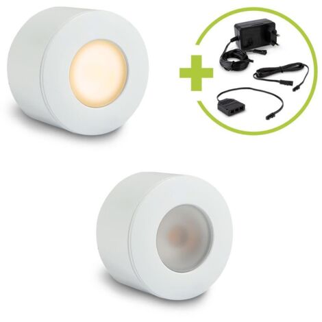 Aufbau/Einbaustrahler Mini Bergamo 3W 2700K IP44 - Farbe: weiß - Anzahl: 2x