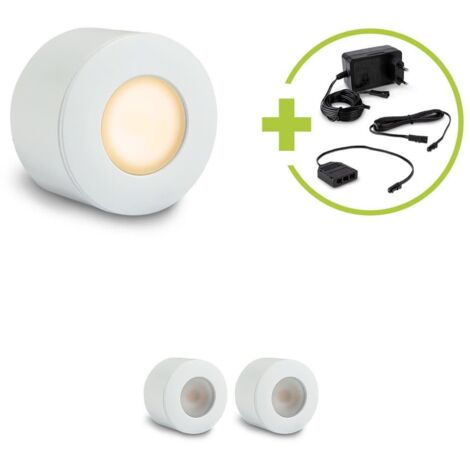 Aufbau/Einbaustrahler Mini Bergamo 3W 2700K IP44 - Farbe: weiß - Anzahl: 3x