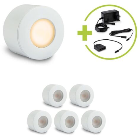 Aufbau/Einbaustrahler Mini Bergamo 3W 2700K IP44 - Farbe: weiß - Anzahl: 6x