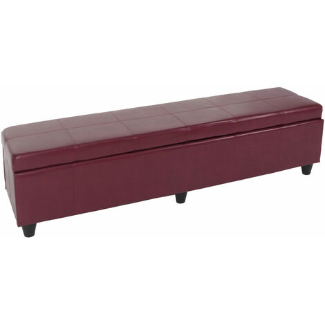 Aufbewahrungs-Truhe Sitzbank Kriens XXL, Kunstleder, 180x45x45cm MVG-zertifiziert rot
