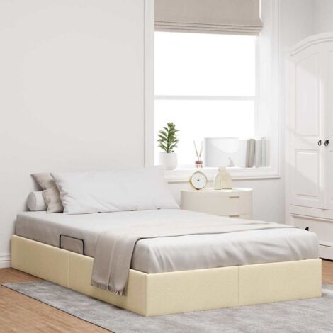 Aufbewahrungsbett mit Kopfteil Creme 120 x 200 cm Stoff vidaXL