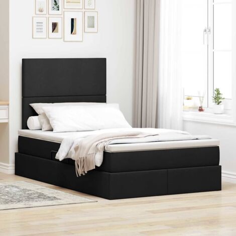 Aufbewahrungsbett mit Matratze Schwarz 120 x 190 cm Stoff vidaXL