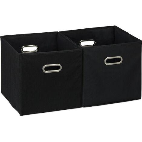 Aufbewahrungsbox 2er Set Regalkorb Ohne Deckel Mit Griff Faltbar Stoffbox Quadratisch 30 Cm Schwarz 210025656204846