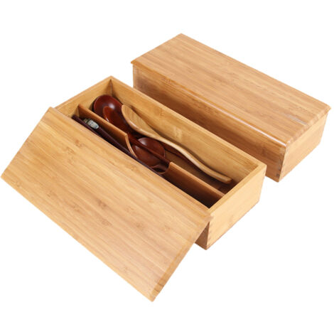 Aufbewahrungsbox aus Bambus für Besteck und Kosmetik – Tischorganizer aus Holz