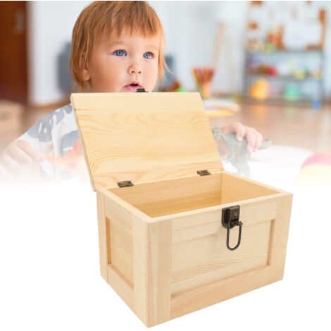 Aufbewahrungsbox aus Massivholz mit Schloss – Multifunktional für Ordnung, Schmuck, Hobbys – Maße: 29,5 x 19,5 x 19 cm (2 Schlüssel inklusive)