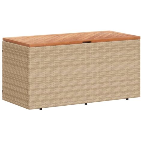 Aufbewahrungsbox für den Garten Beige Geflochtenes Resin Akazienholz